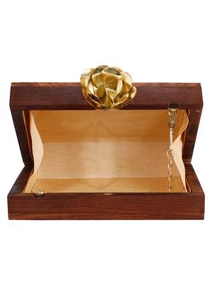 Timber Heart Sequins Wooden Party Clutch Bag Brown 5