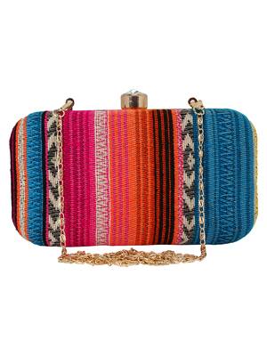 Geomet Embroidered Party Clutch Multi 1
