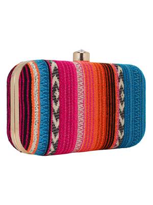 Geomet Embroidered Party Clutch Multi 2