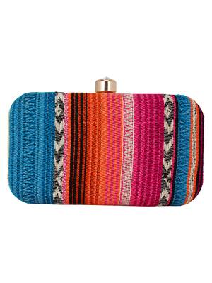 Geomet Embroidered Party Clutch Multi 3