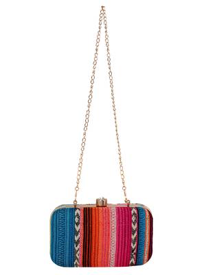 Geomet Embroidered Party Clutch Multi 4