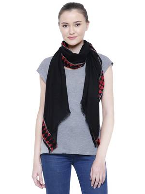 Black Viscose Rayon Woven Design Scarf 1