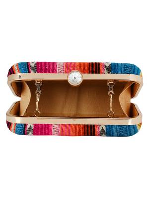 Geomet Embroidered Party Clutch Multi 5