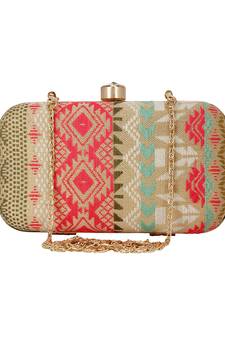 Geomet Embroidered Party Clutch Multi