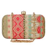 Geomet Embroidered Party Clutch Multi