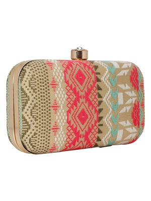 Geomet Embroidered Party Clutch Multi 2
