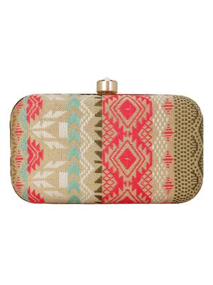 Geomet Embroidered Party Clutch Multi 3