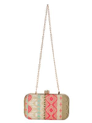 Geomet Embroidered Party Clutch Multi 4
