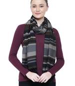 Brown & Black Viscose Rayon Striped Woven Design Scarf