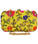 Ethnique Embroidered Party Clutch Bag Yellow & Multi