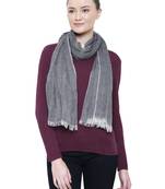 Black & natural Viscose cotton Striped Woven Design Stole