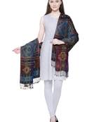 Multicolour Viscose cotton Geometric Woven Design Shawl