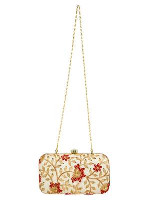 Ethnique Embroidered Party Clutch Bag Gold & Multi 4