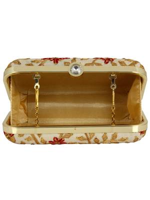 Ethnique Embroidered Party Clutch Bag Gold & Multi 5