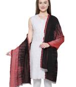 Red & Black Viscose Rayon Graphic Woven Design Shawl