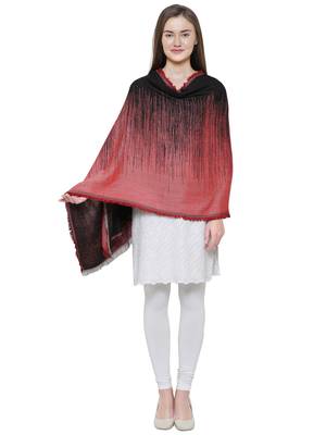 Red & Black Viscose Rayon Graphic Woven Design Shawl 2