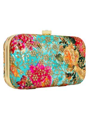 Ethnique Embroidered Party Clutch Multi 2