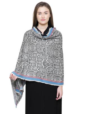 Black and White Cotton Viscose  Animal Woven Design Shawl 1