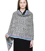 Black and White Cotton Viscose  Animal Woven Design Shawl