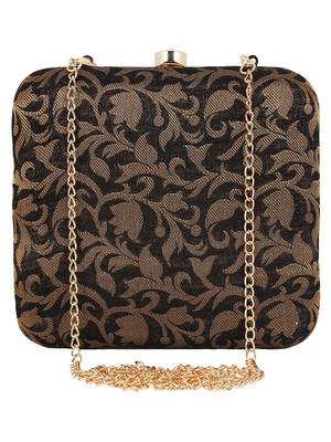 Ethnique Embroidered Party Clutch Black & Gold 1