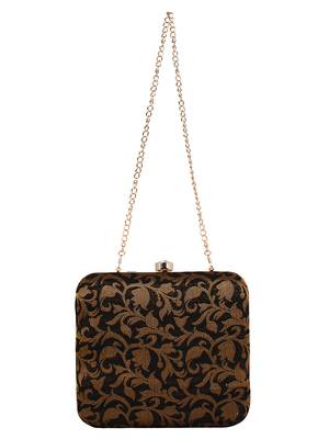Ethnique Embroidered Party Clutch Black & Gold 4