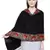 Black & Multicolour Viscose wool Floral Embroidered Shawl