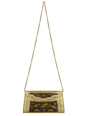 Jewel Mosaic Design and Embelished Party Clutch Bag Gold and Multi 4