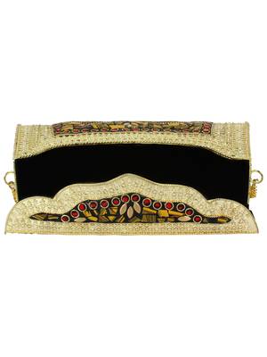 Jewel Mosaic Design and Embelished Party Clutch Bag Gold and Multi 5