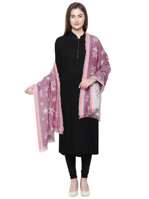 Pink Cotton Viscose Star Woven Design Shawl 2