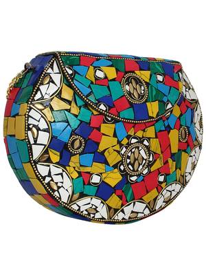 Jewel Mosaic Design Metal Work Party Clutch Bag Multi 2