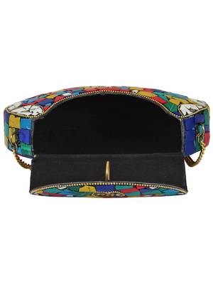 Jewel Mosaic Design Metal Work Party Clutch Bag Multi 5