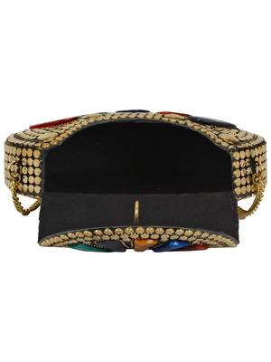 Jewel Mosaic Design Metal Work Party Clutch Bag Gold and Multi 5