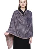 Navy & Peach Cotton Viscose Polka Dot Woven Design Shawl