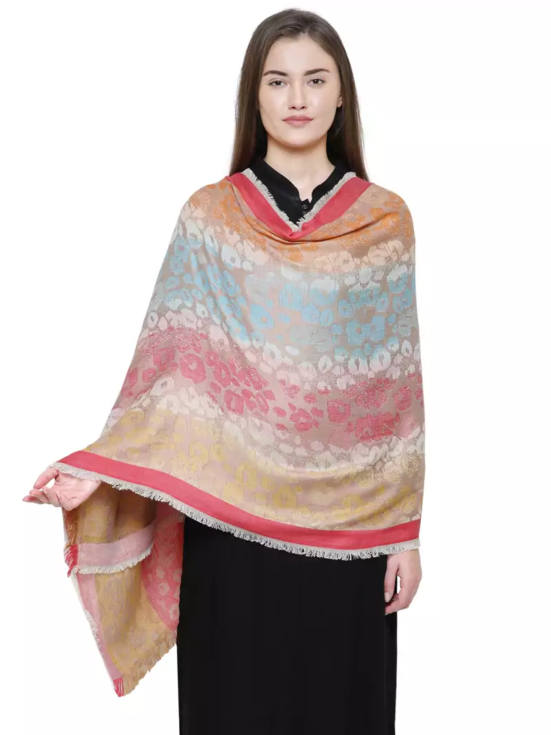 Multi Cotton Viscose Animal Woven Design Shawl