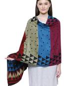 Multicolour Viscose Rayon Geometric Woven Design Shawl