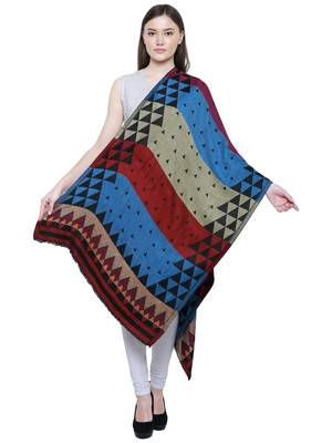 Multicolour Viscose Rayon Geometric Woven Design Shawl 3