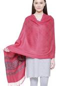 Pink Viscose Rayon Geometric Woven Design Shawl