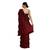Maroon printed satin saree with blouse