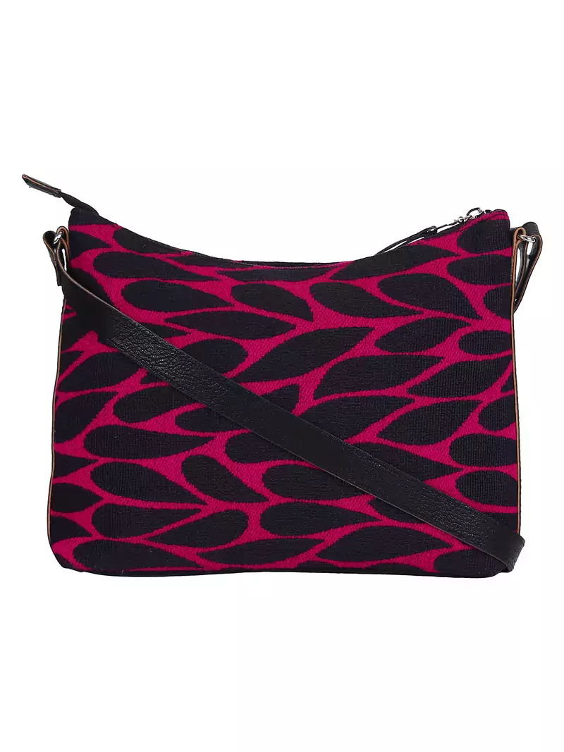 Florid Black & Pink Canvas Sling Bag