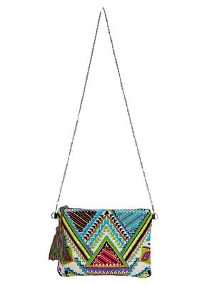 Glitzy Multicolor Jacquard Sling Bag 4