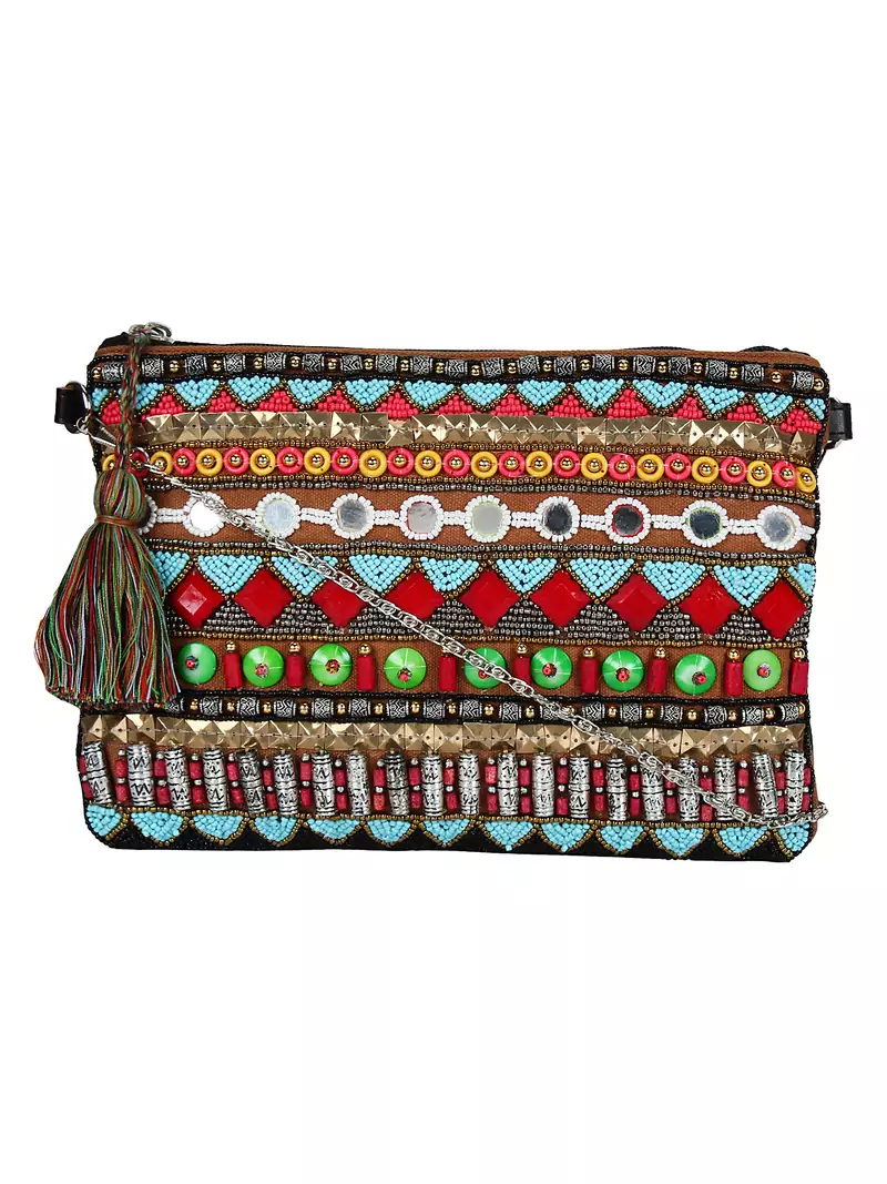 Glitzy Multicolour Jacquard Sling Bag