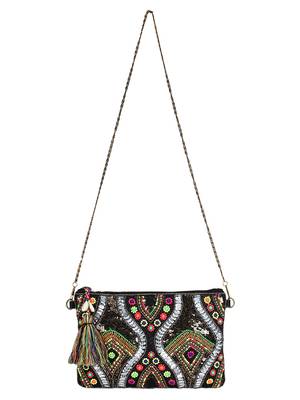 Glitzy Multicolour Jacquard Sling Bag 4