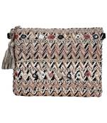 Glitzy Beige Jacquard Sling Bag