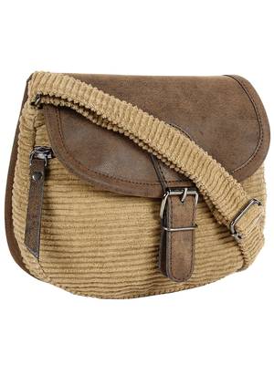 Classic Beige Cotton & Leatherette Sling Bag 2