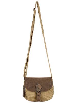 Classic Beige Cotton & Leatherette Sling Bag 4