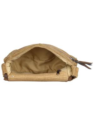 Classic Beige Cotton & Leatherette Sling Bag 5