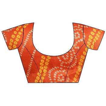 Brown printed chiffon saree with blouse 3