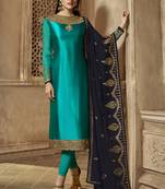 Turquoise Embroidered Georgette Salwar