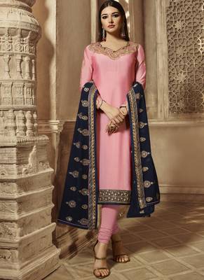 Pink Embroidered Georgette Salwar 1