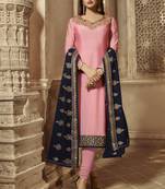 Pink Embroidered Georgette Salwar